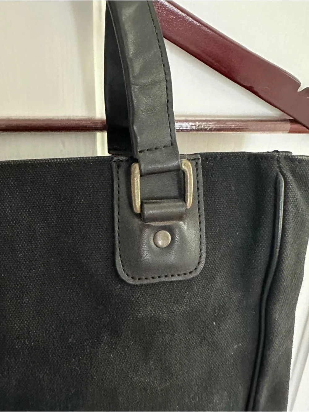 Black Dries Van Noten Canvas Tote Bag with Leather Handles - Picture 2 of 8